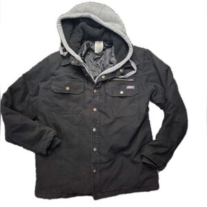 Dickies Vintage Black Distressed Hooded Zip Front Duck Work Jacket Mens Size S